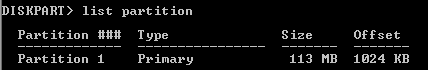Diskpart list partition
